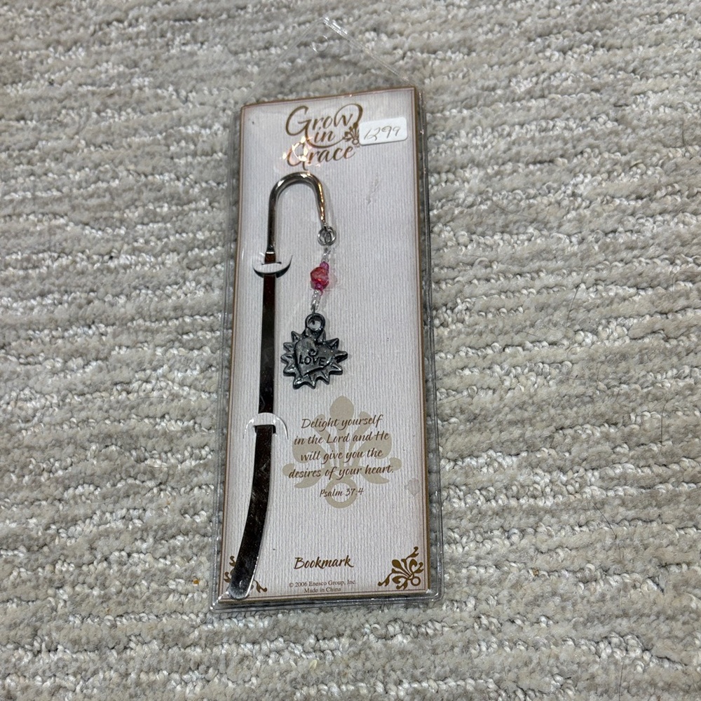 Handmade Sterling Silver & Semi Precious Stones Bookmark Love
